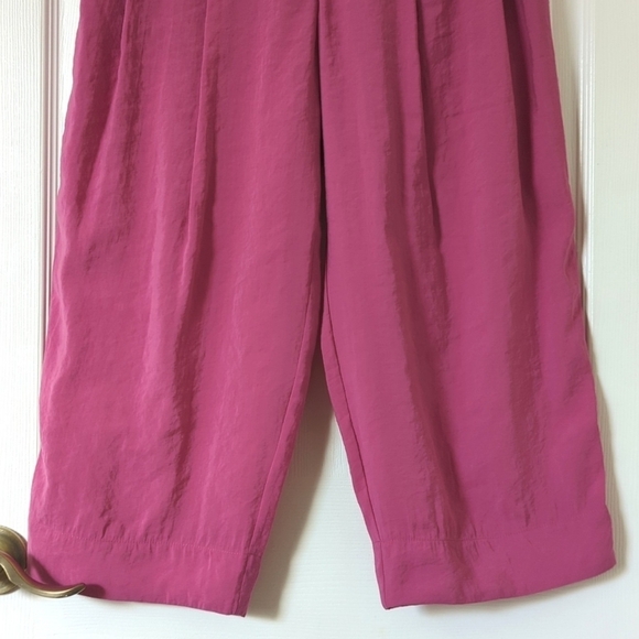 Anthropologie Classic Pleated High Waisted Cropped Wide Leg Trousers Hot Pink 4 - Picture 3 of 15
